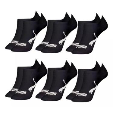 Imagem de Kit 6 pares meia sapatilha feminina algodão puma - preto, Preto, 34 a 