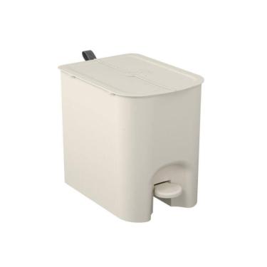 Imagem de Lixeira Com Pedal Borboleta 12l Bege Com Alça Cinza Coza