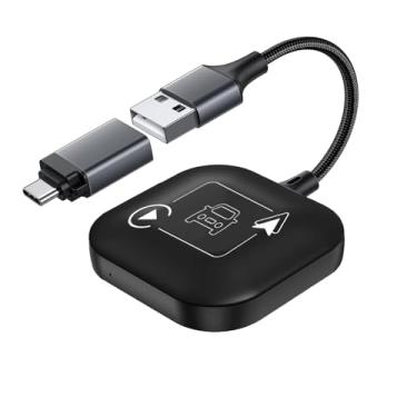 Imagem de WECAMTX Adaptador automotivo sem fio CarPlay Android 2 em 1 para CarPlay com fio e Android Auto Cars conexão mais rápida, Plug & Play Carplay, adequado para Apple iPhone iOS 10+ Android