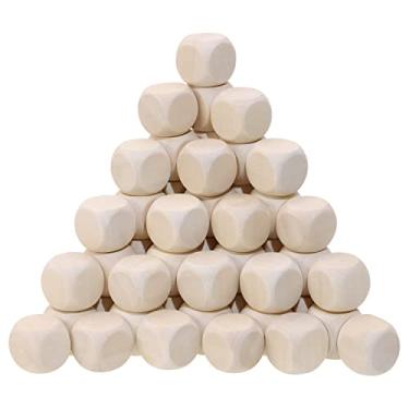 Imagem de Shapenty Wooden Round Cornered Blank Dice Cubes for Classroom Board Games DIY Sticker Math Counting Teaching Party Favor Alphabet Number Puzzle Square Building Block Custom Dice Making, 70PCS (16mm)
