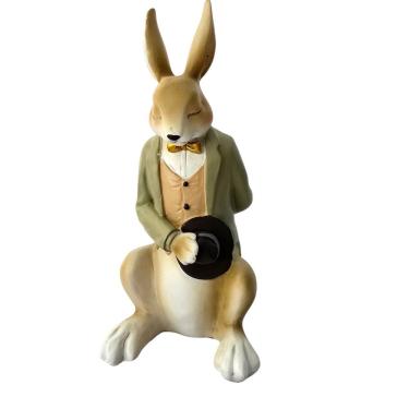 Imagem de Coelho Decorativo Em Resina Segurando Cartola 26cm