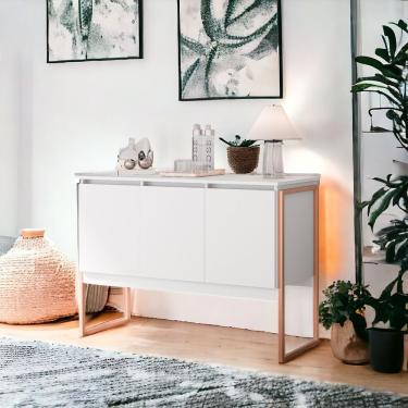 Imagem de Buffet Estilo Industrial 3 Portas Europa - Branco Cobre Branco Cobre