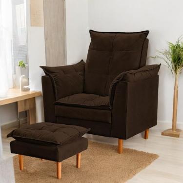 Imagem de Poltrona Conforto Suede E Mini Puff Opala Cor:marrom