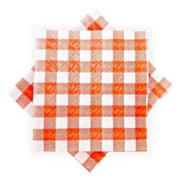 Imagem de Guardanapo De Papel Xadrez Laranja 20cm X 21cm - 50 Unidades