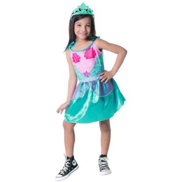 Imagem de Fantasia Infantil Sereia Completa Vestido Com Tiara Tamanho P