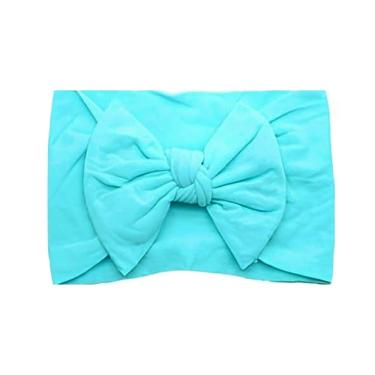 Imagem de Laços De Cabelo Infantil Menina Turbantes De Bebê Fixa Grossa Verde Tiffany