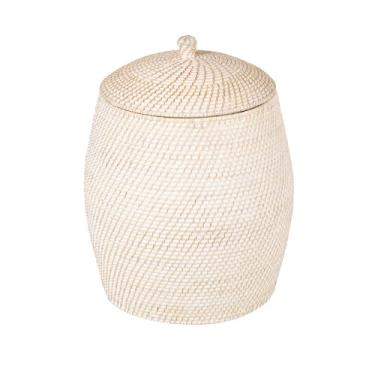 Imagem de KOUBOO Laguna Cesto de colmeia de vime tecido à mão com forro, lavagem branca, vime