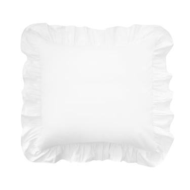 Imagem de Fresh Ideas Fronha de cama de popelina com babados, cor Euro, branca