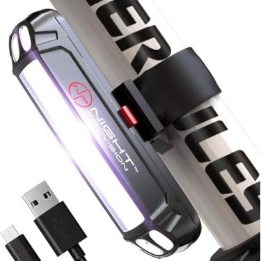 Imagem de Night Provision LINE Farol dianteiro de bicicleta de 120 F recarregável por USB-C com LED, melhor piscante, segurança estroboscópica para skate, longboard, scooters, estrada, montanha, BMX, bicicleta