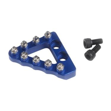 Imagem de QccHieUs Alavanca do pedal do freio traseiro, ponta pedal freio, placa de ponta, peças de motocicleta com parafusos, acessórios de liga de alumínio resistente, Azul