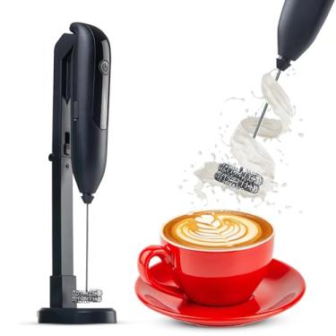 Imagem de ALPSPEAKS Batedor De Leite Portátil Recarregável Sem Fio Com Suporte Para Latte Art/Vara Dupla Pequena Café Portátil/Cafeteira Elétrica/Batidora