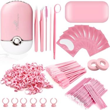 Imagem de QUKLOGEN 267 Pcs Suprimentos Para Extensão De Cílios Kit De Extensão De Cílios Soprador De Ar Condicionado Usb, Almofada De Silicone, Almofadas De Gel Para Os Olhos, Mini Espelho De Maquiagem, Fitas