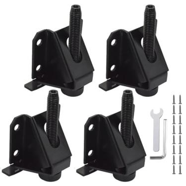 Imagem de STSTECH Pés niveladores ajustáveis, pacote com 4 niveladores de móveis resistentes, capacidade de 150 kg cada, ajuste de altura de 5 cm, design de porca sextavada, adequado para mesas, armários