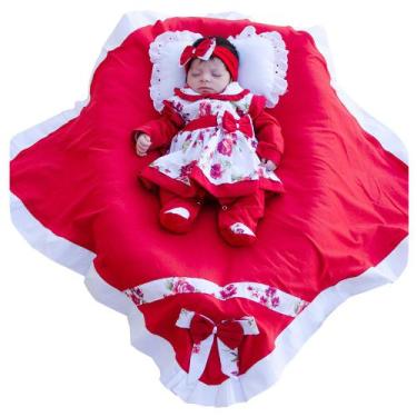 Imagem de Saída de Maternidade Menina Charmosinha Floral Vermelha 05 Peças - zan