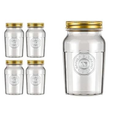 Imagem de 4 Pote Americano Mantimento Café Vidro Vintage 1L Nadir - NADIR FIGUER