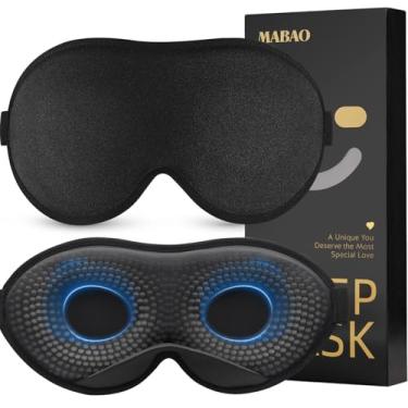 Imagem de MABAO 2 pacotes de máscara de olho ponderada para dormir, máscara de dormir com contorno 3D blackout com alça ajustável para mulheres e homens, espuma de memória, cobertura confortável de pressão