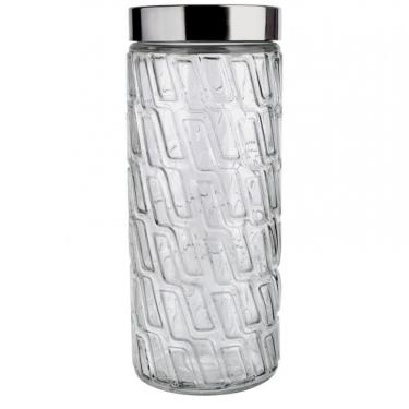 Imagem de Pote Redondo Euro Home Mosaico Em Vidro E Inox 2 L Transparente