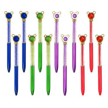 Imagem de XIANFANG Conjunto de 12 canetas esferográficas GemDoll Cat – 4 cores elegantes com ponta lisa de 0,7 mm, canetas retráteis com design de gatinho fofo para escola, escritório, diário, tinta azul