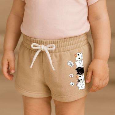 Imagem de Short Moletinho Infantil Feminino Gatinhos Costas Presente Dia das Cri