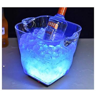 Imagem de AKALNNB Balde de gelo Balde de gelo, balde de gelo, refrigerador de champanhe, barra de bebidas, balde de gelo colorido de 5L, balde refrigerador, barril de champanhe, transparente, isolamento de