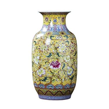 Imagem de AKALNNB Vasos de cerâmica vaso de flor 43 cm grande esmaltado pintado decoração vasos novos chineses sala de estar quarto casamento porcelana ornamentos vasos decorativos para dezembro