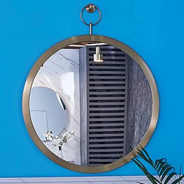 Imagem de Espelho cosmético espelho de banheiro nórdico espelho decorativo redondo espelho de maquiagem moldura de aço inoxidável, diâmetro: 50 cm