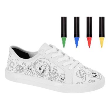 Imagem de Tênis Molekinho Infantil Color Divertido Para Colorir, Branco preto, 2