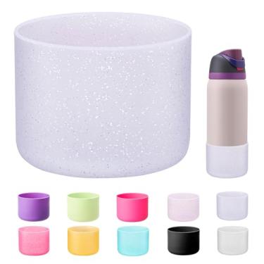 Imagem de Bluwing Bota de silicone para garrafa de água Owala 947 ml, parte inferior de manga protetora antiderrapante para garrafa de água isolada Owala 947 ml FreeSip/Twist/Flip (Glitter Purple)
