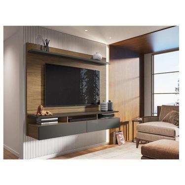 Imagem de Painel Para Tv Home Suspenso Ambiente Noruega Freijó Grafite Perolizado - Móveis Leão