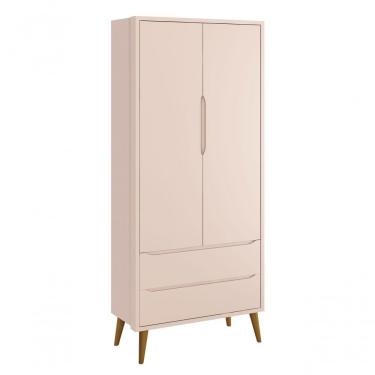 Imagem de Guarda-roupa Retrô 2 Portas Théo New Rosa Fosco Com Madeira - Moveisaqui