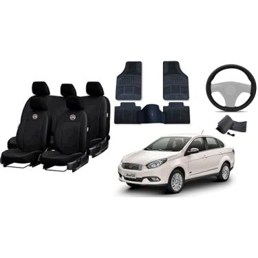 Imagem de Capa de couro + Tapete 5 peças + Capa de volante para Fiat grand siena 12-21