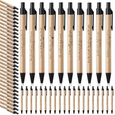 Imagem de Marspark 100 canetas cristãs, presente em massa versículo bíblico, presentes inspiradores para homens, mulheres, canetas esferográficas retráteis, religiosas, com tinta preta, para escritório, igreja