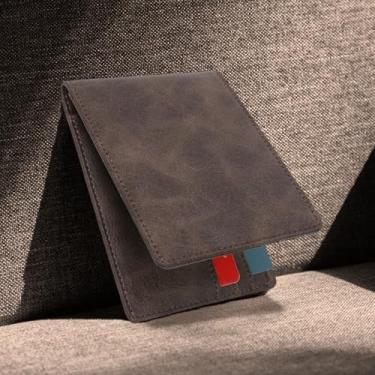 Imagem de Carteira masculina fina com bolso frontal minimalista com vários compartimentos, organizador compacto de viagem para negócios, Amarelo, marrom, Casual