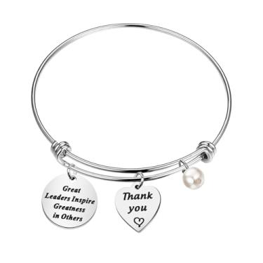 Imagem de great leaders inspire greatness in others Thank You Boss Appreciation Gifts for Manager leader Mentor Gift Bracelet