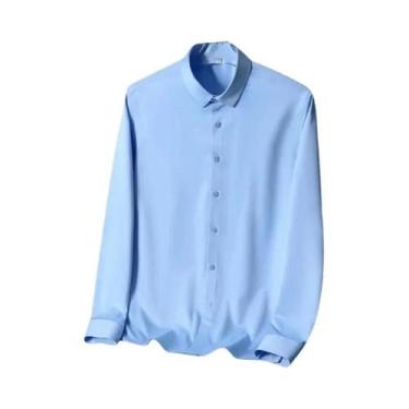 Imagem de Camisa Masculina Branca de Manga Comprida - Sem Ferro, Anti-rugas (S-5