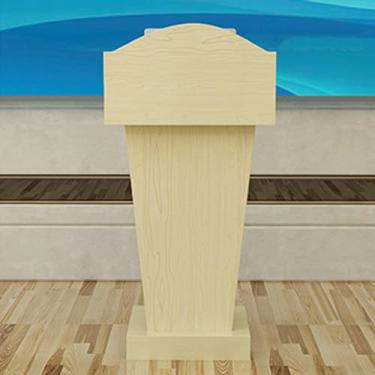 Imagem de Suporte de pódio para palestras, madeira de púlpito de igreja, suporte de pódio de madeira com área de armazenamento aberta, mesa de pódio de conferência com superfície espaçosa e placa defletora