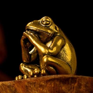 Imagem de Estátua de sapo meditando 100% latão sólido - Decoração de mesa retrô estatuetas colecionáveis para esquisitices e curiosidades Ornamento exclusivo de mesa e decoração de casa, peça de arte vintage