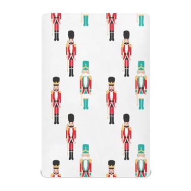 Imagem de Qilmy Lençóis de berço de Natal de soldados Quebra-Nozes, macio e respirável, de microfibra elástica, lençol com elástico para meninos e meninas, lençol com elástico para meninos e meninas, 132 x 71
