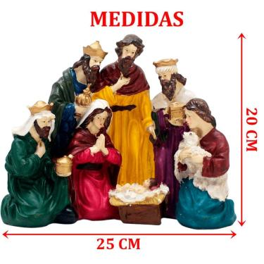 Imagem de Estatueta Presépio Sagrada Família Nascimento Jesus 25x20cm