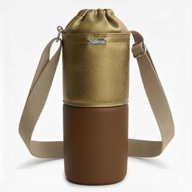 Imagem de Bolsa Térmica (OURO COM MARROM) RAMIERE para Garrafa de 1 LITRO em Couro Sintético - Coleção Cores VERÃO 2026