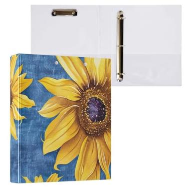 Imagem de Pastas de fichário vintage azul girassol com pasta de arquivo de prancheta de perfil para material de escritório, pacote com 2