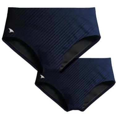 Imagem de COMBO PAI E FILHO PAR SUNGAS STRIPES COM FORRO E PROTEÇÃO UV 50+ KAUNA CORES (Azul Marinho, P e 4)