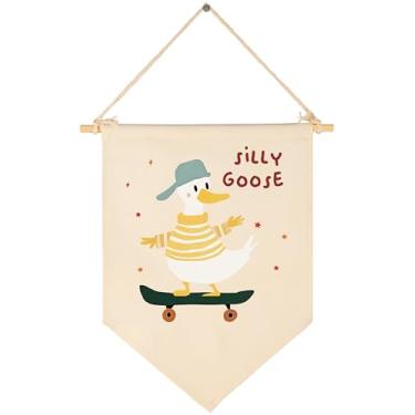 Imagem de Quarto de bebê acima do berço decoração de porta de sala de leitura - bebê, chuveiro, presente de aniversário de Natal para meninos e meninas - tela pendurada bandeira bandeira flâmula decoração de