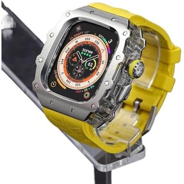 Imagem de VELORE Pulseira de relógio de aço inoxidável resistente, para Apple Watch séries 9/8/7 de 45 mm Ultra 2 de 49 mm e 44 mm, masculina e feminina, pulseira de relógio esportiva de borracha, 49MM, Ágata