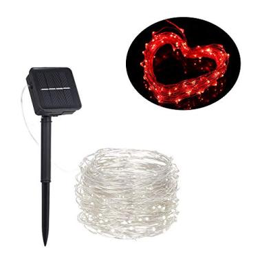 Imagem de Luz de Fada Solar com 20 LEDs Fio Cobre 8 Modos Iluminação Flexível e Dobrável Resistente à Água IP65 Bateria Recarregável Integrada 600mAh para Decor