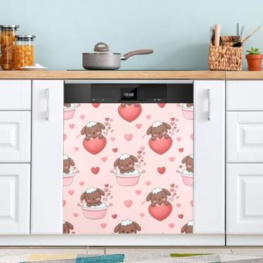 Imagem de ATTX Capa magnética para lava-louças Brown Puppies | Adesivo decorativo de eletrodomésticos de 58 x 66 cm para armários domésticos e eletrodomésticos #190