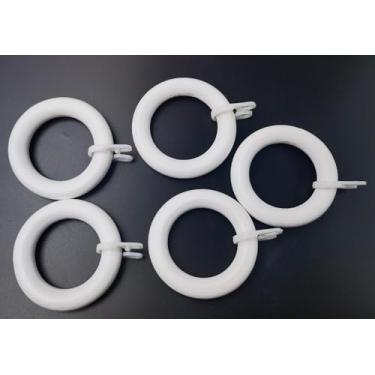 Imagem de Anéis de varão de cortina de madeira de 6 cm, 20 peças para mastro de haste de 2,5 a 3,8 cm, diâmetro interno de 4 cm, aparência vintage de madeira de faia de fazenda feita à mão (branco)