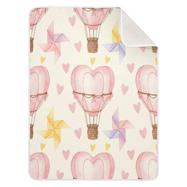 Imagem de Wassud Cobertor de bebê cata-vento de balões de ar para meninos e meninas, macio para bebês e recém-nascidos, cobertor aconchegante de algodão essencial para berçário, viagem, berço, carrinho 76 x 101