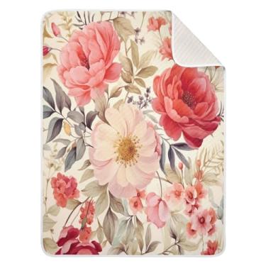 Imagem de Blueangle Cobertores de bebê com flores rosa para berço, soneca, 76 x 101 cm, aconchegante, macio, receptor, unissex para meninos, meninas, crianças, bebês (182)