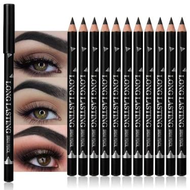 Imagem de Lápis de sobrancelha para mulheres, 12 peças, lápis delineador de sobrancelha de madeira dura para iniciantes à prova d'água à prova de suor (12 peças - lápis de sobrancelha pretos)